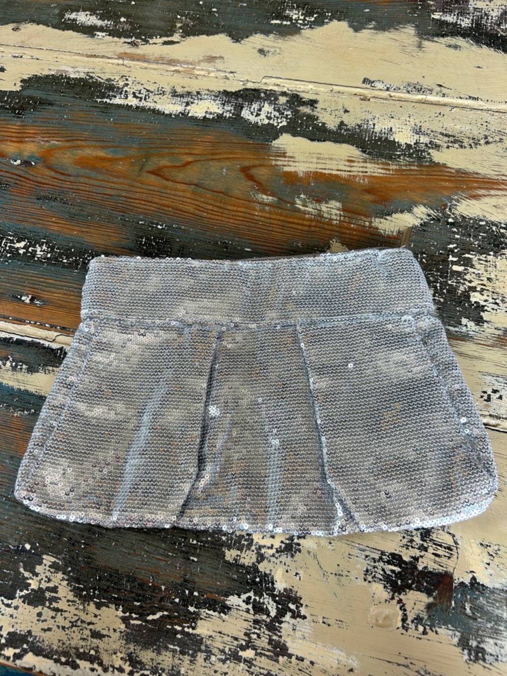 Silver Sequin Wristlet Clutch